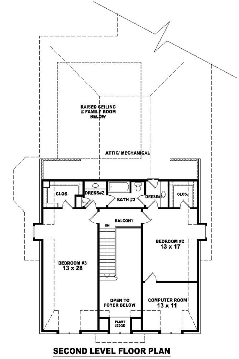 Floor Plan Second Story of French Plan #170-2088