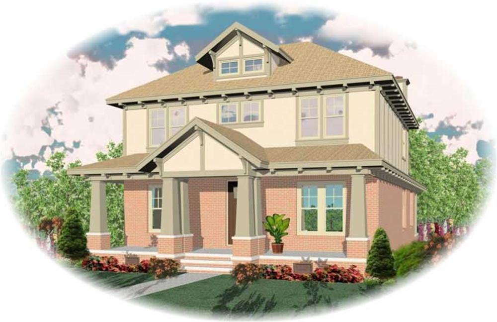 Front view of Craftsman home (ThePlanCollection: House Plan #170-2089)