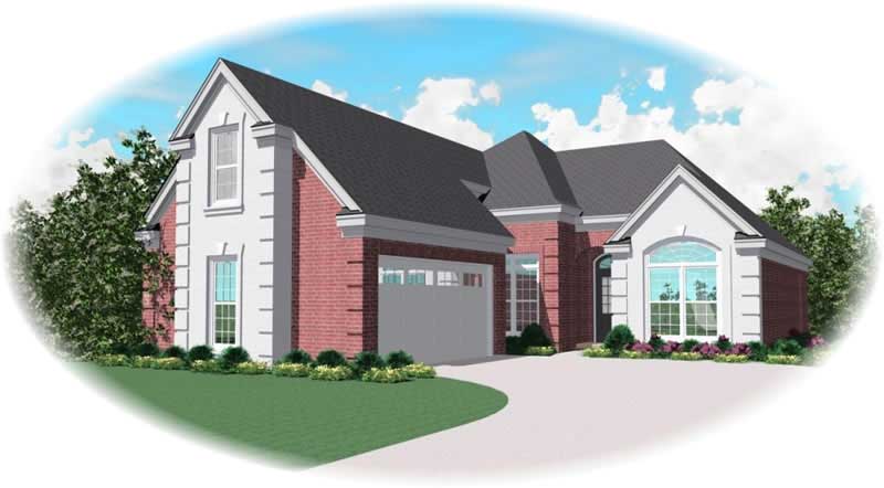 Front view of French home (ThePlanCollection: House Plan #170-2090)