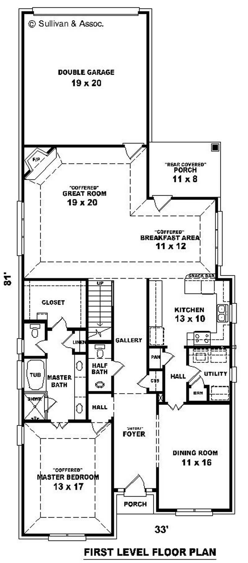 Floor Plan First Story of French Plan #170-2094