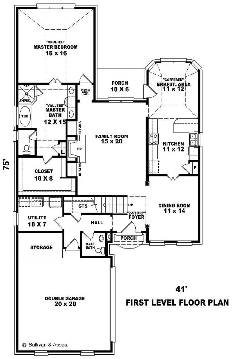 Floor Plan First Story of French Plan #170-2096