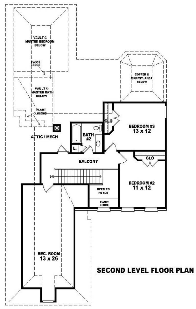 Floor Plan Second Story of French Plan #170-2096