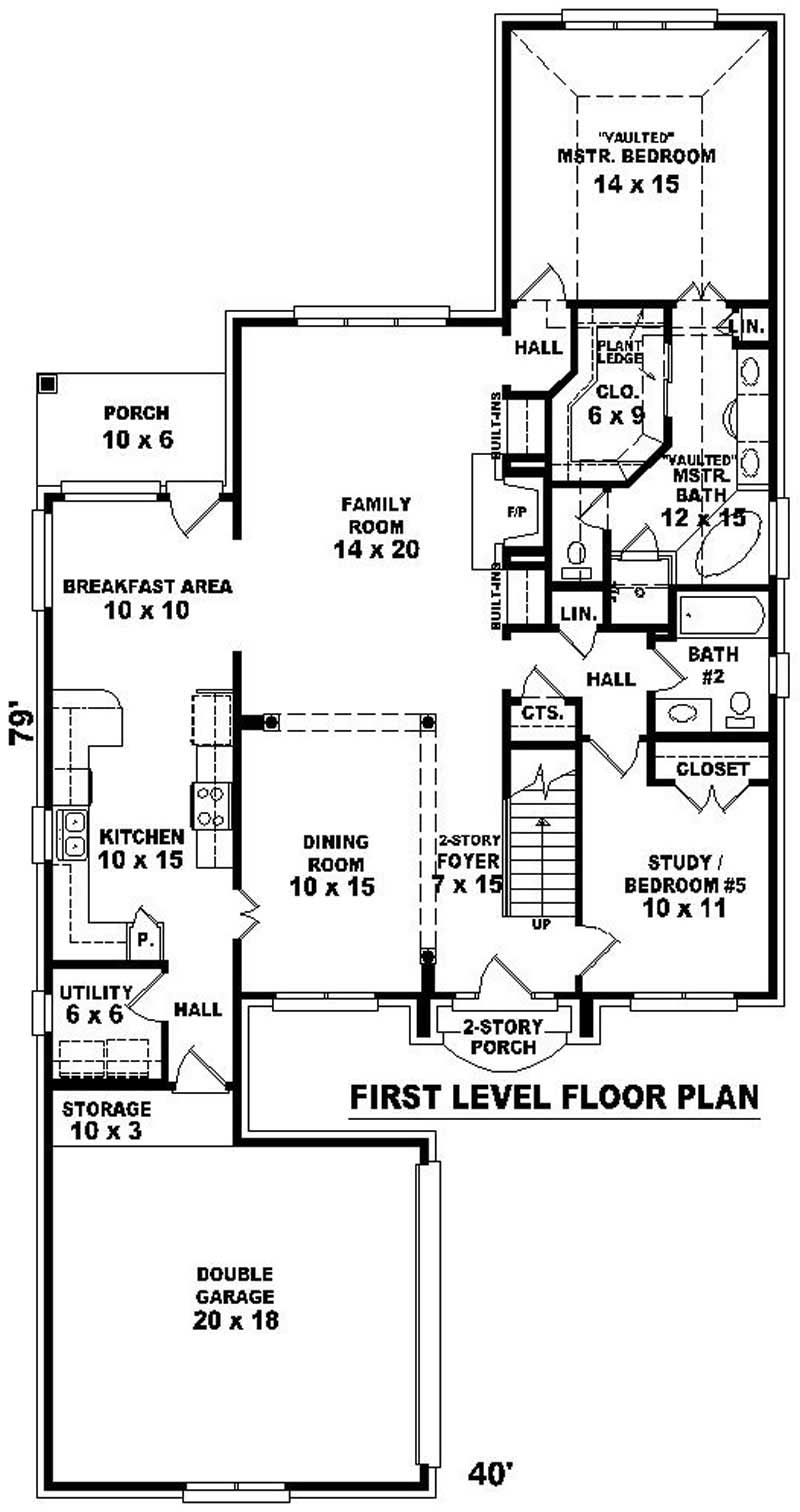 Floor Plan First Story of French Plan #170-2098