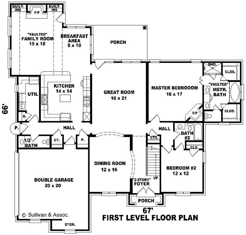 Floor Plan First Story of French Plan #170-2099