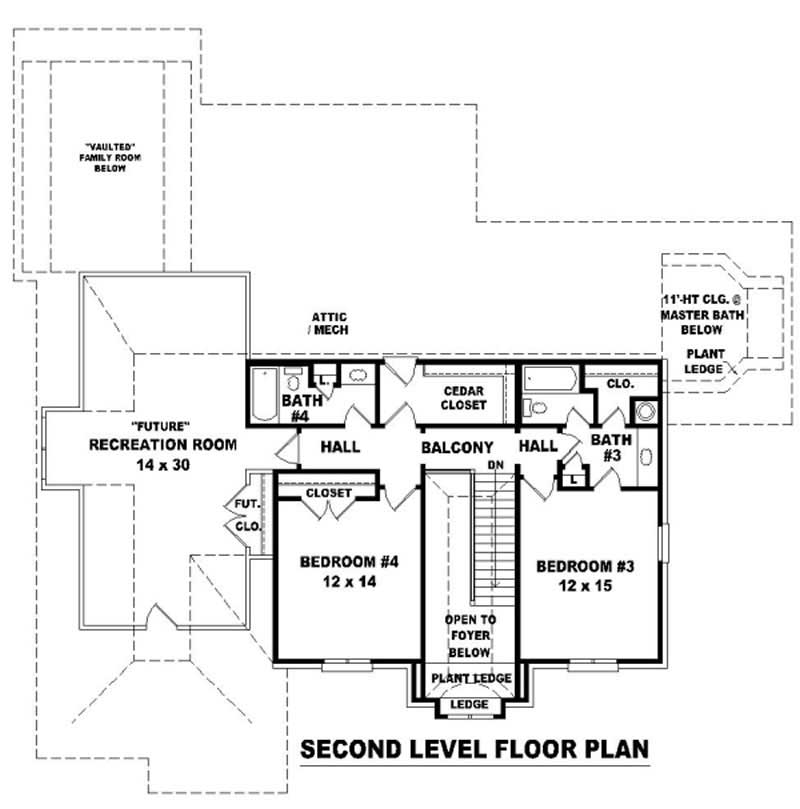 Floor Plan Second Story of French Plan #170-2099