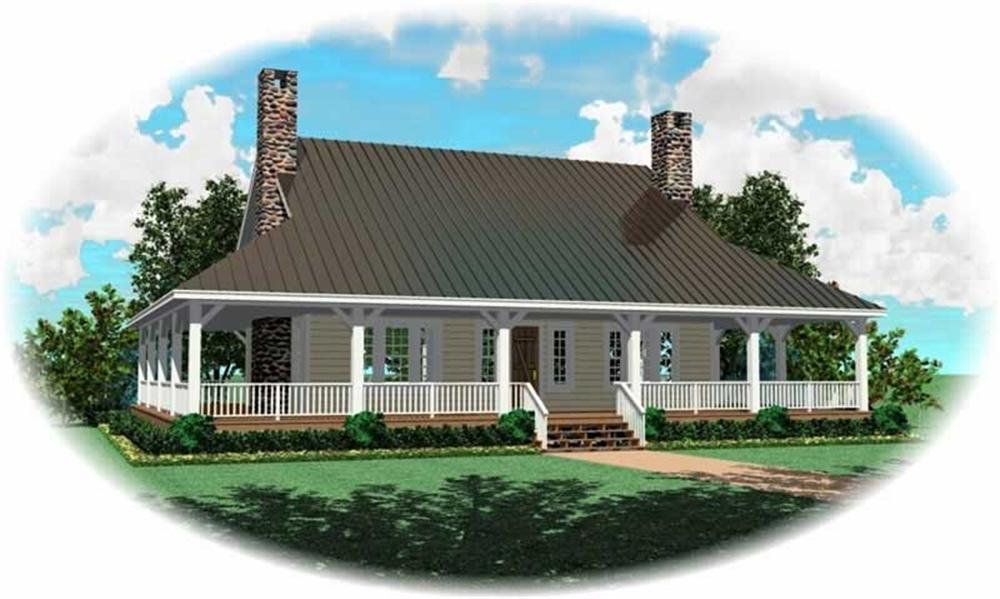Front view of Country home (ThePlanCollection: House Plan #170-2101)