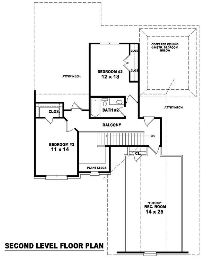 Floor Plan Second Story of Country Plan #170-2102