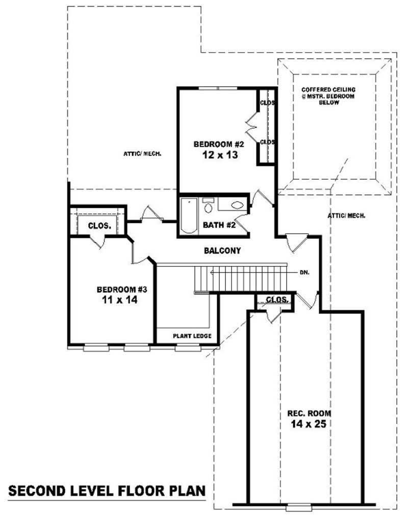 Floor Plan Second Story of Traditional Plan #170-2103