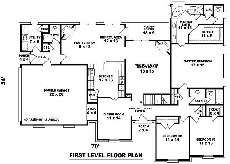 Floor Plan First Story of French Plan #170-2104