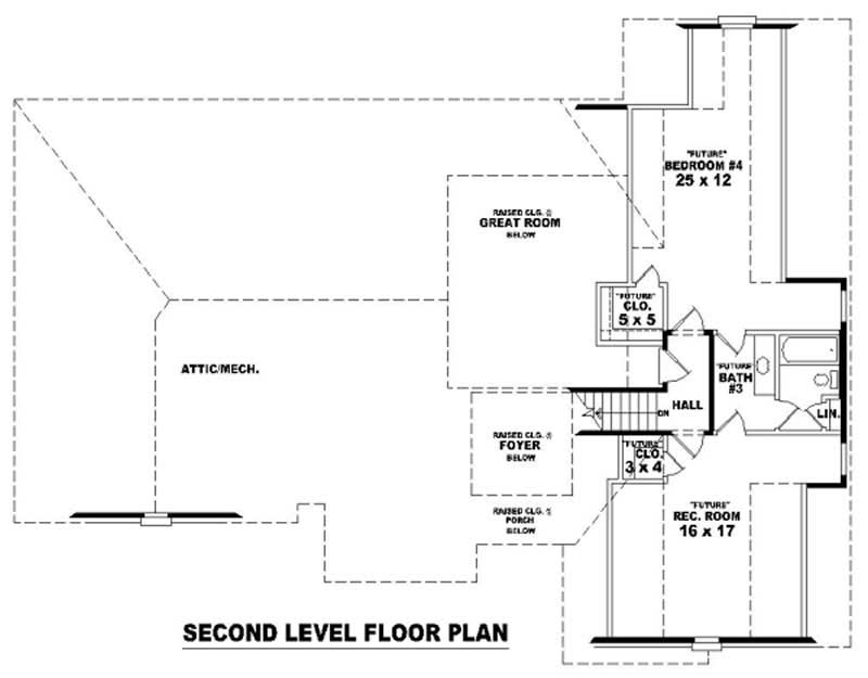 Floor Plan Second Story of French Plan #170-2104