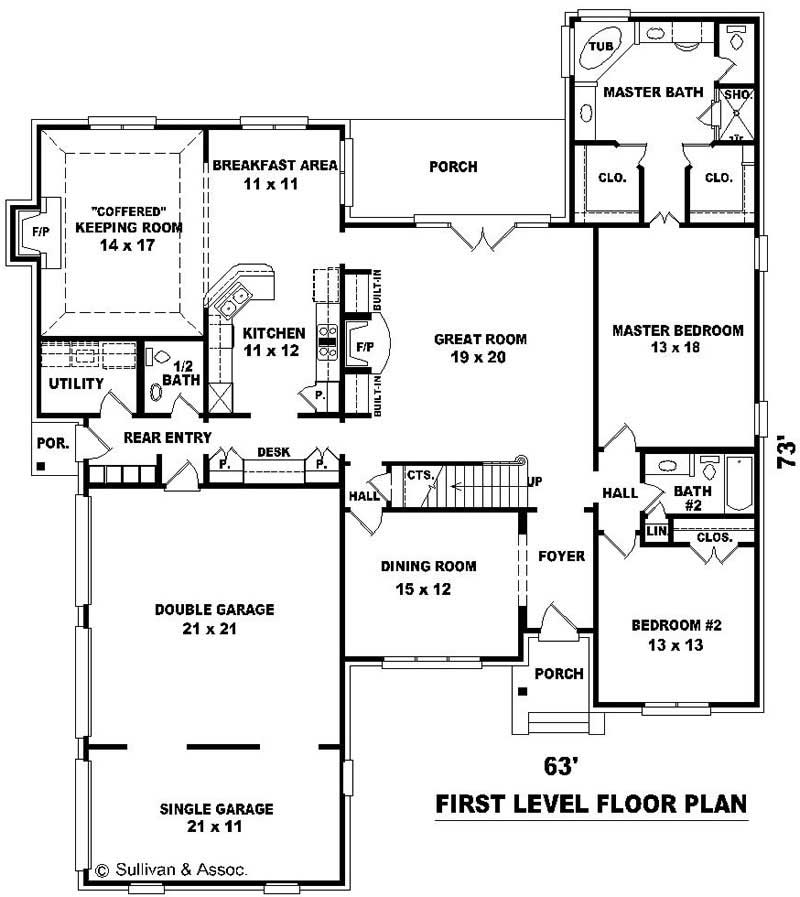 Floor Plan First Story of French Plan #170-2105