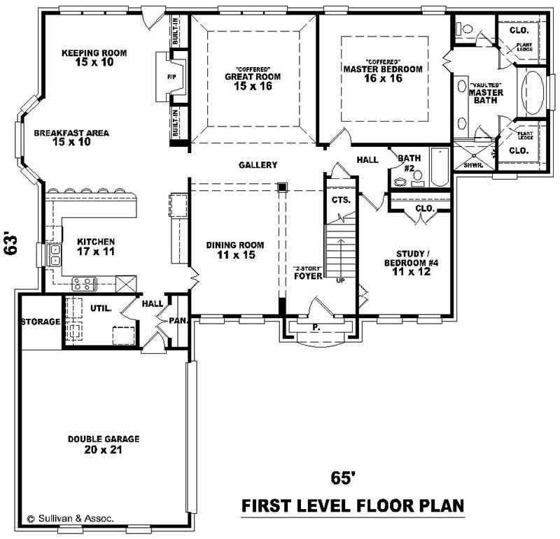 Floor Plan First Story of French Plan #170-2112