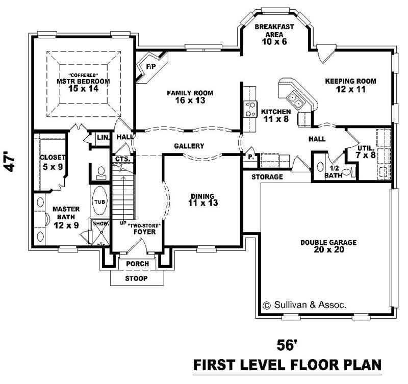 Floor Plan First Story of French Plan #170-2114