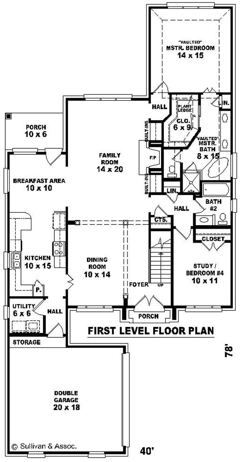 Floor Plan First Story of French Plan #170-2117