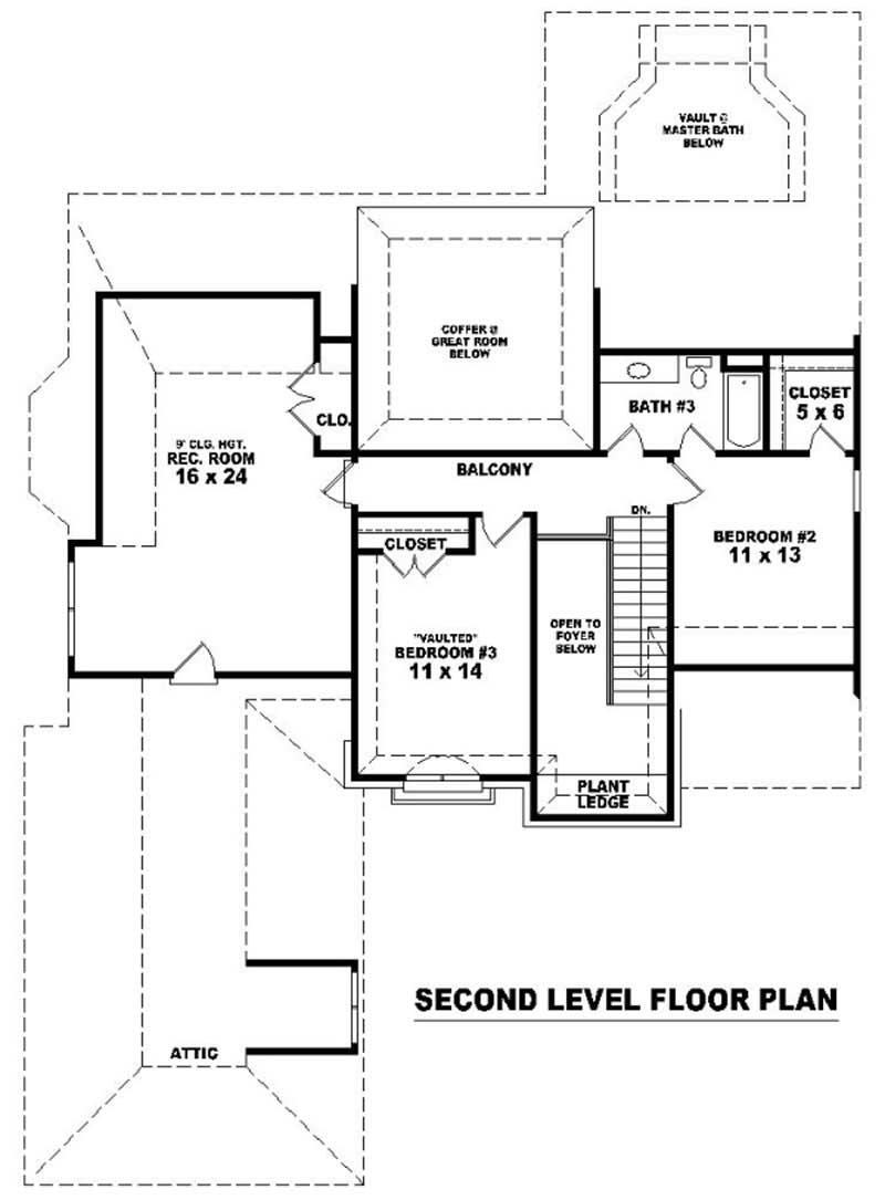 Floor Plan Second Story of Country Plan #170-2118