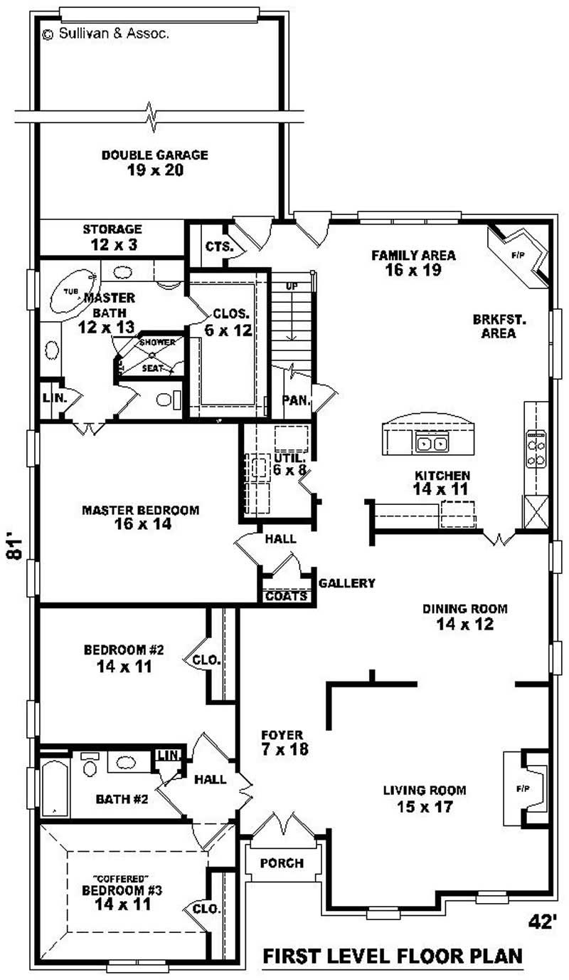 Floor Plan First Story of French Plan #170-2119