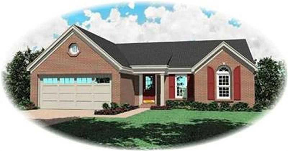 Front view of Ranch home (ThePlanCollection: House Plan #170-2123)