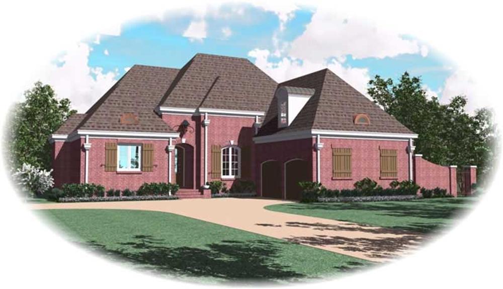 Front view of Country home (ThePlanCollection: House Plan #170-2134)