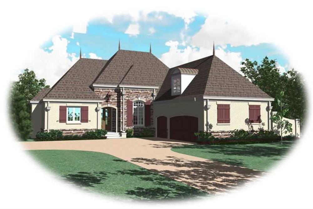 Front view of Country home (ThePlanCollection: House Plan #170-2135)