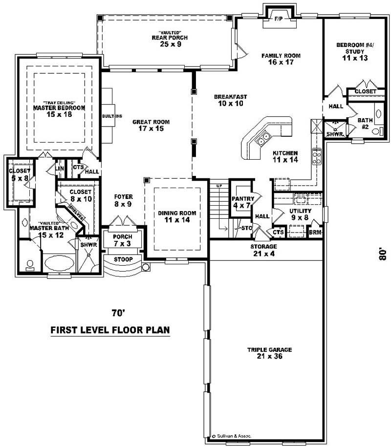 Floor Plan First Story of Country Plan #170-2135