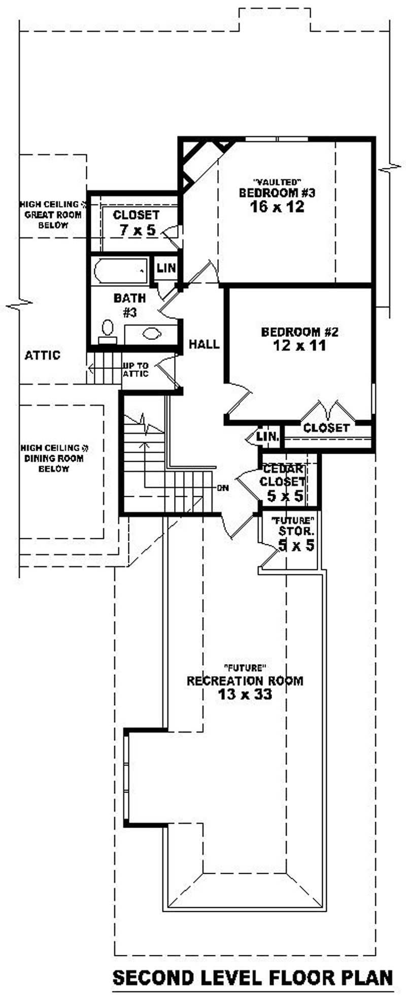 Floor Plan Second Story of Country Plan #170-2135