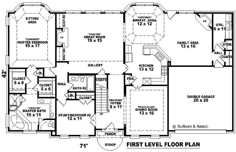 Floor Plan First Story of French Plan #170-2136