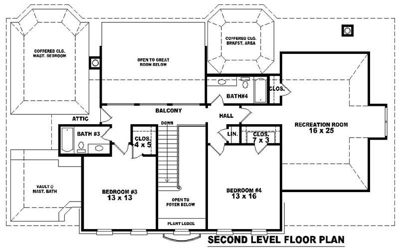Floor Plan Second Story of French Plan #170-2136