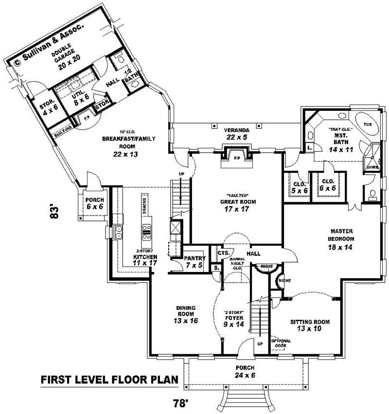 Floor Plan First Story of Luxury Plan #170-2137
