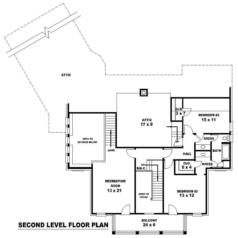 Floor Plan Second Story of Luxury Plan #170-2137