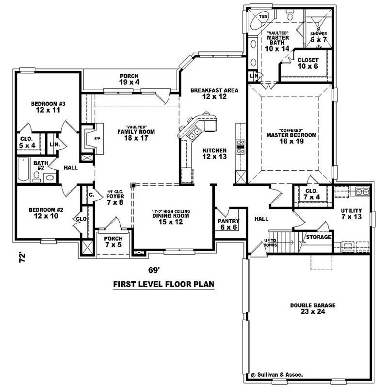 Floor Plan First Story of French Plan #170-2139