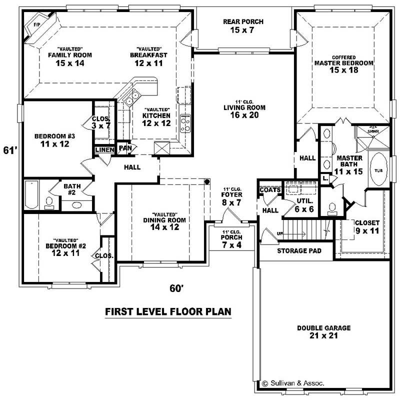 Floor Plan First Story of French Plan #170-2141
