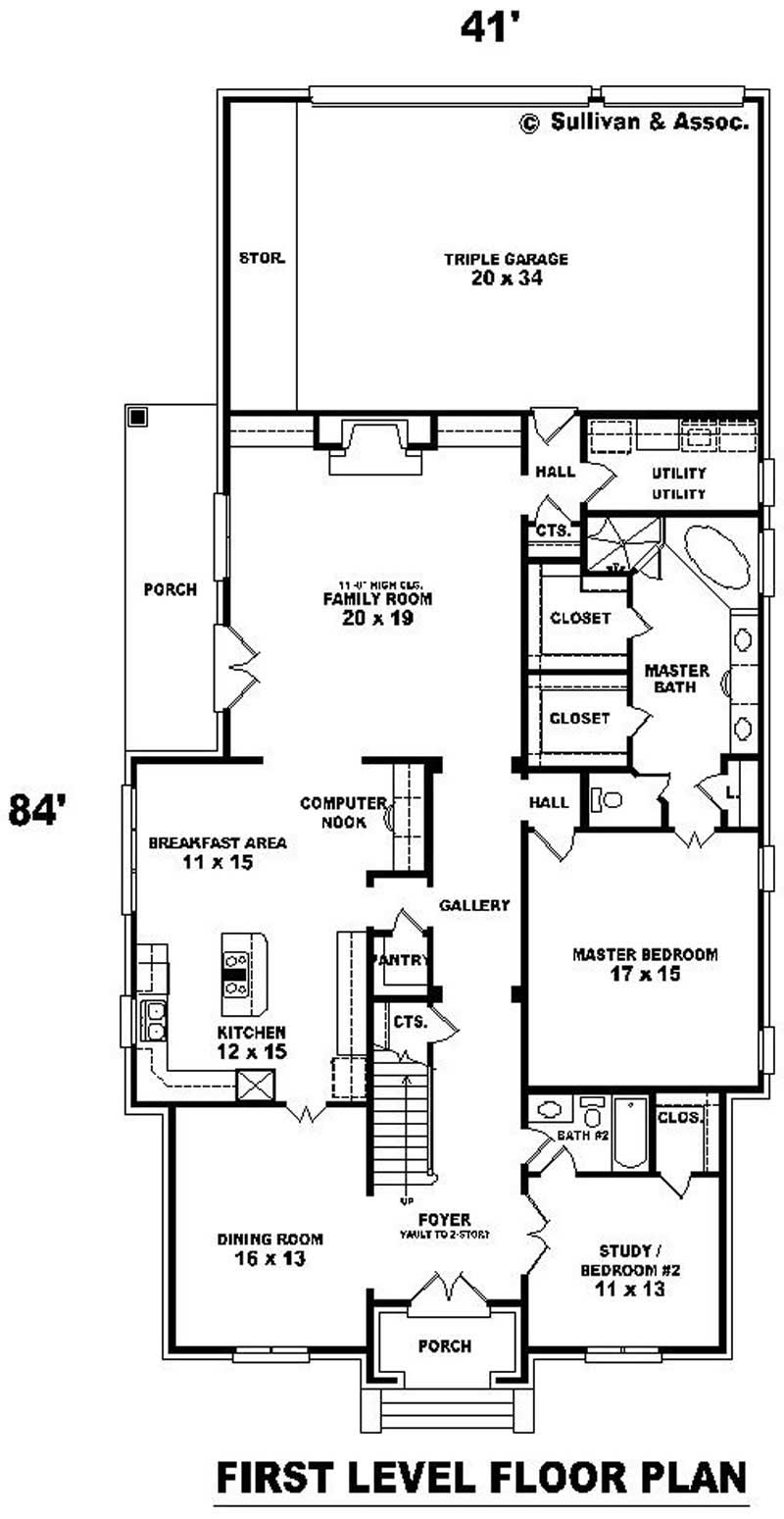 Floor Plan First Story of French Plan #170-2142