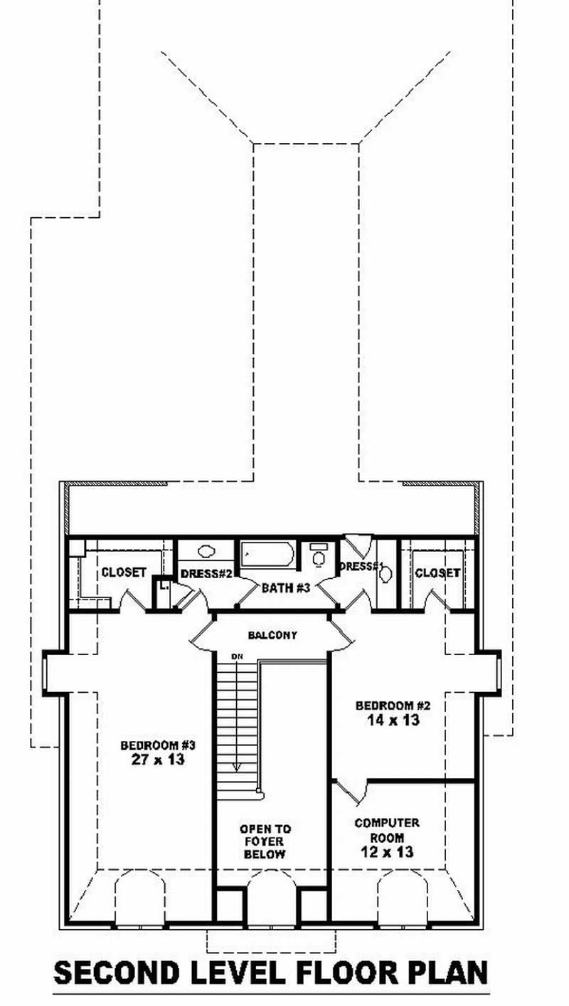 Floor Plan Second Story of French Plan #170-2142