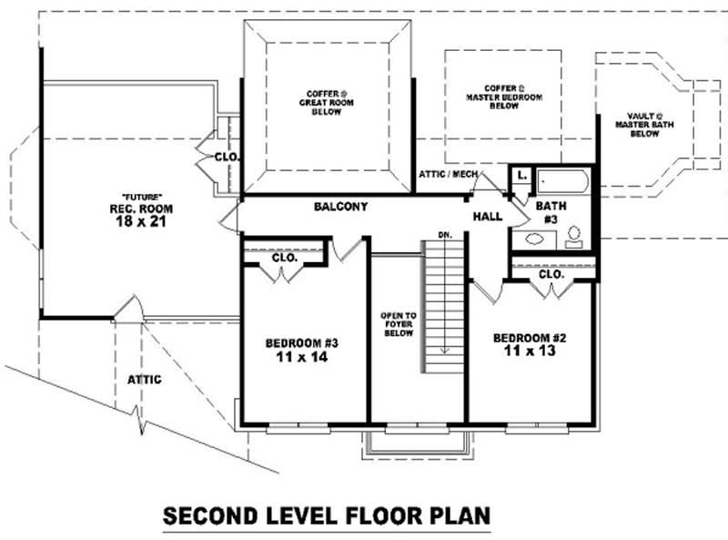Floor Plan Second Story of French Plan #170-2143