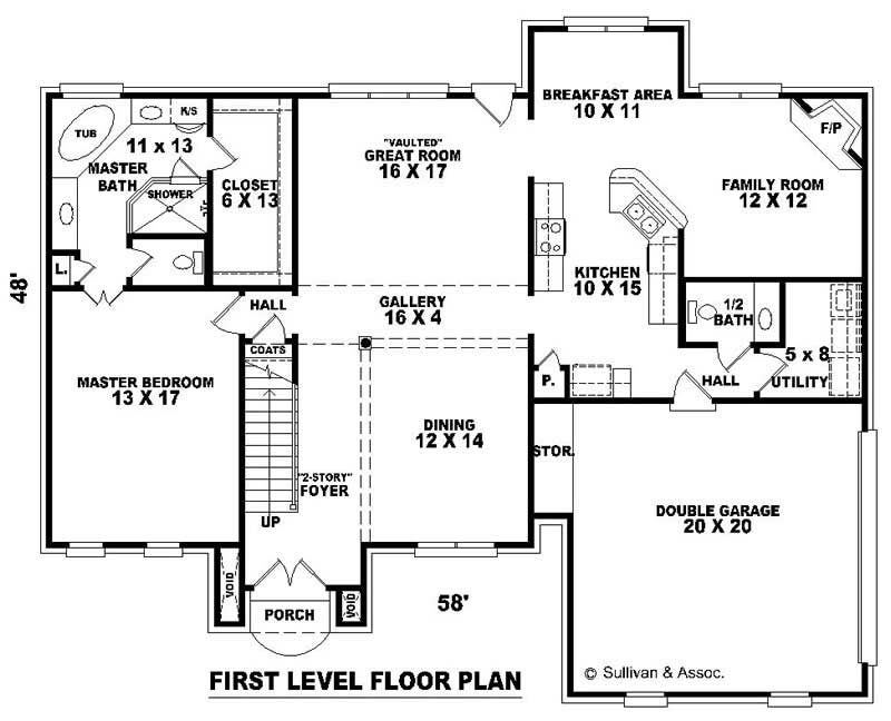 Floor Plan First Story of Traditional Plan #170-2146