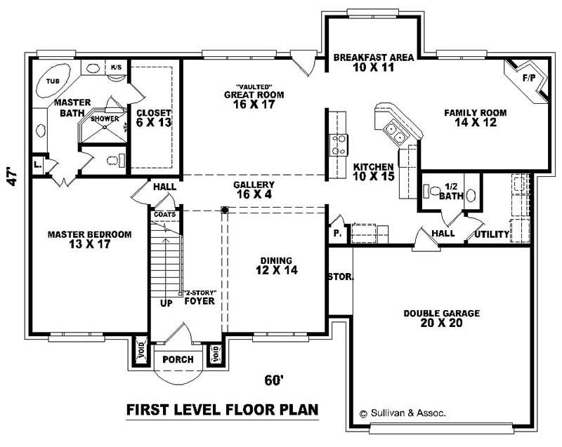 Floor Plan First Story of Traditional Plan #170-2147