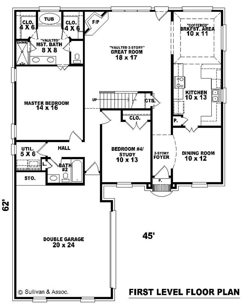 Floor Plan First Story of Traditional Plan #170-2149