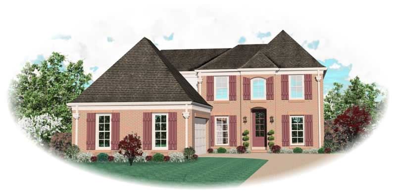 Front view of French home (ThePlanCollection: House Plan #170-2150)