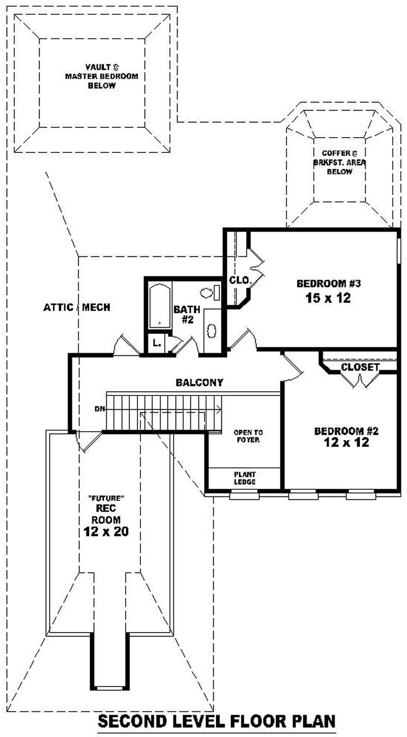Floor Plan Second Story of French Plan #170-2151