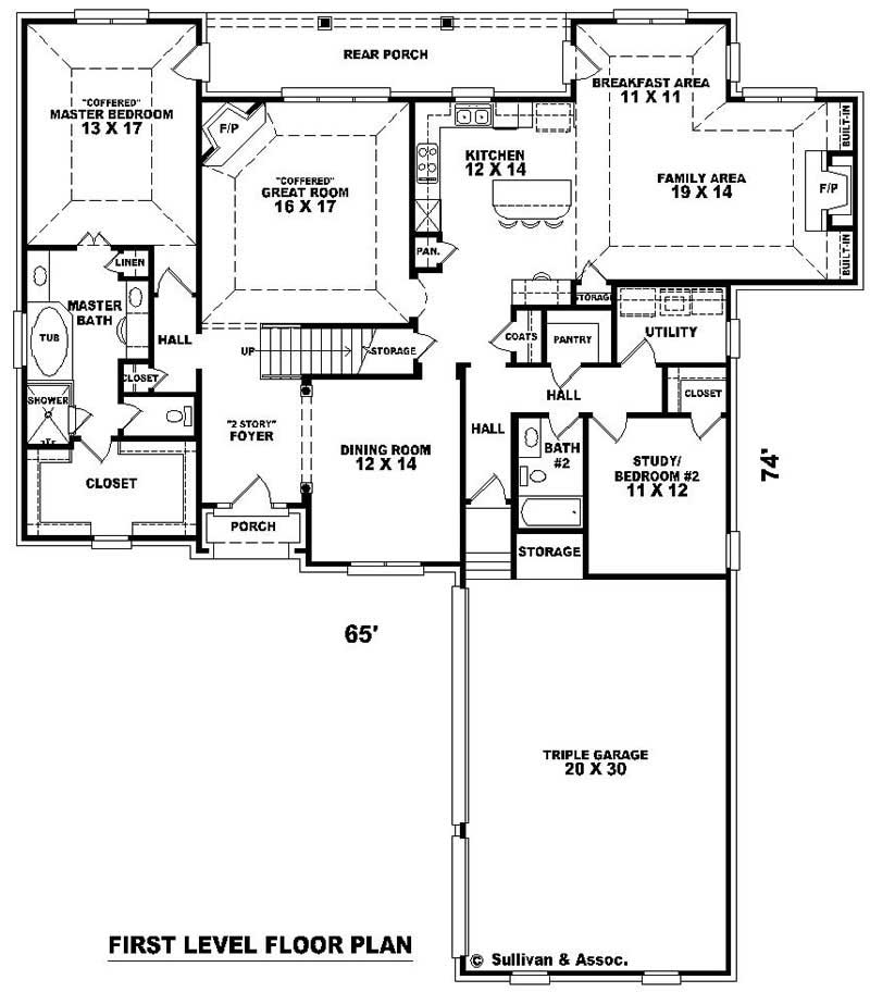 Floor Plan First Story of French Plan #170-2153