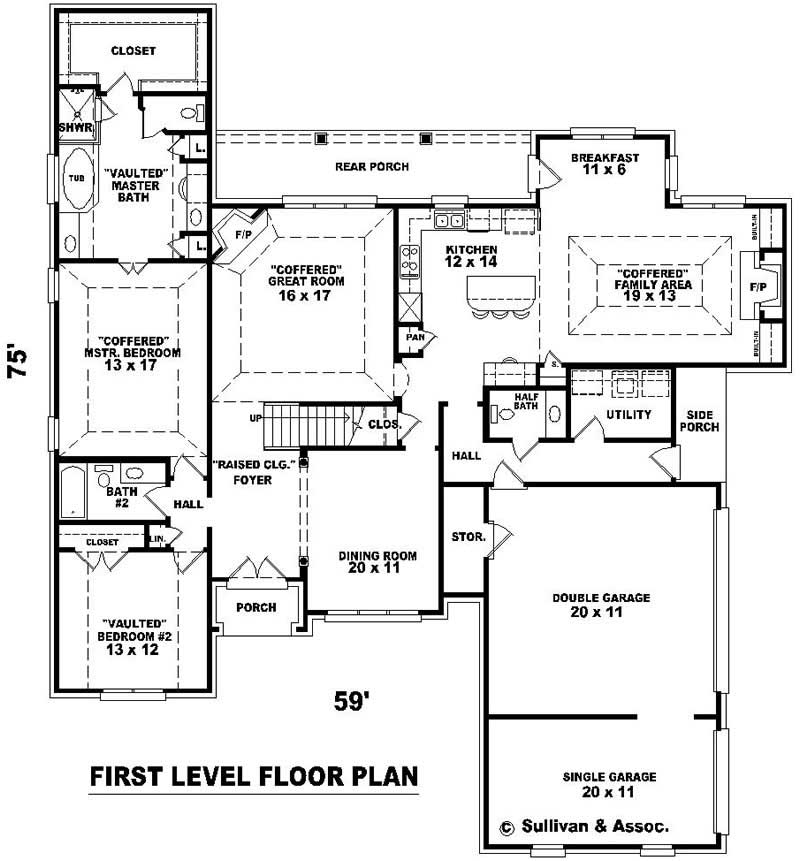 Floor Plan First Story of French Plan #170-2154
