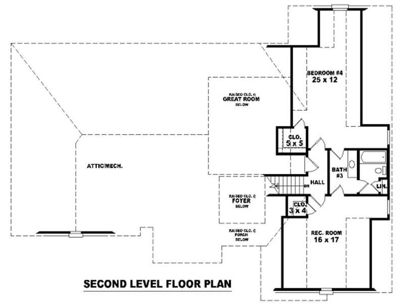 Floor Plan Second Story of French Plan #170-2155