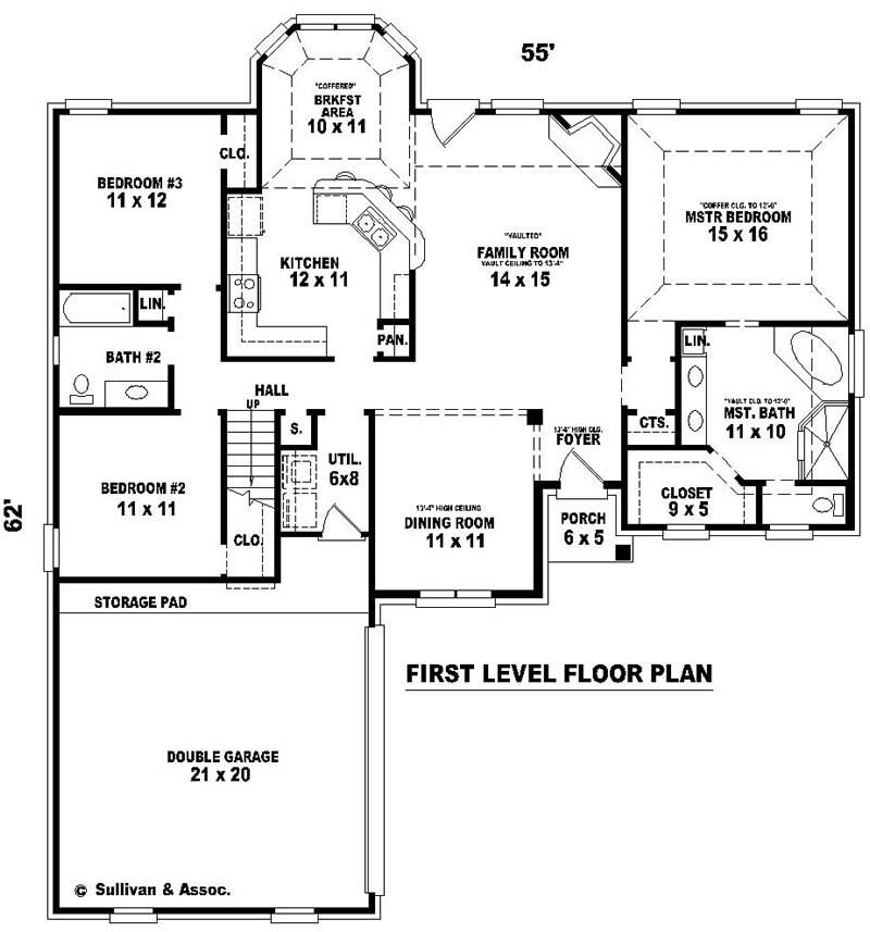 Floor Plan First Story of French Plan #170-2162
