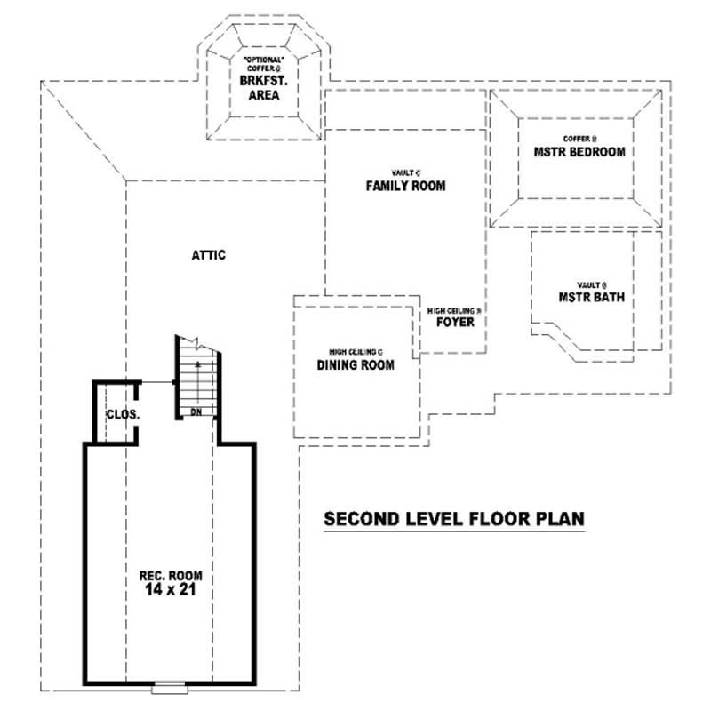 Floor Plan Second Story of French Plan #170-2164