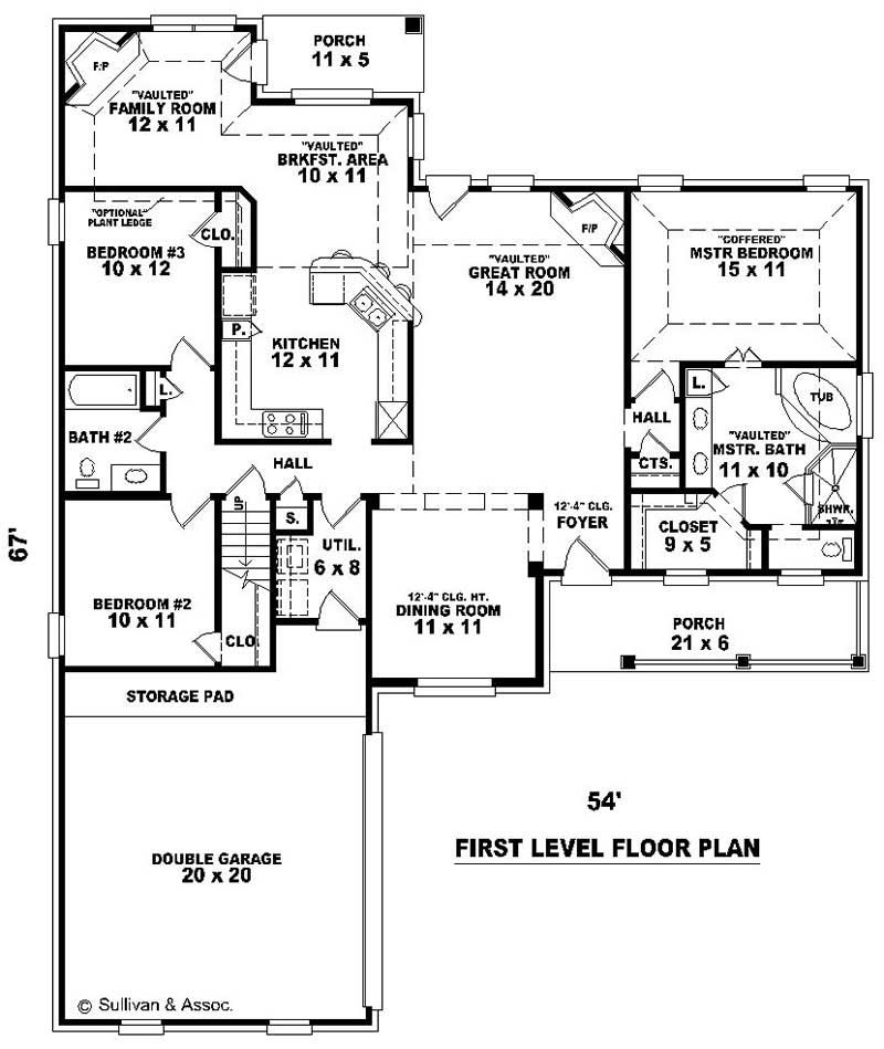 Floor Plan First Story of French Plan #170-2165