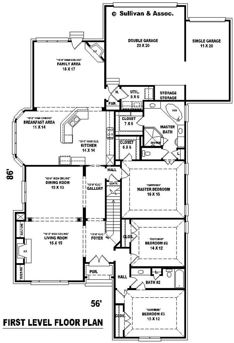 Floor Plan First Story of French Plan #170-2168