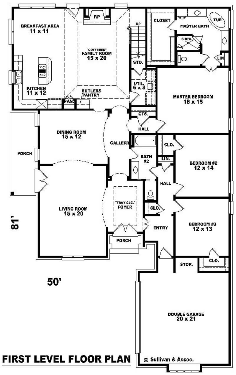 Floor Plan First Story of French Plan #170-2170
