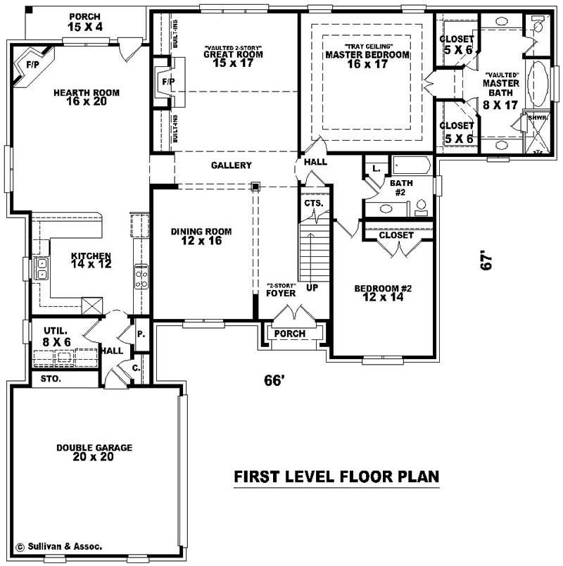 Floor Plan First Story of French Plan #170-2183