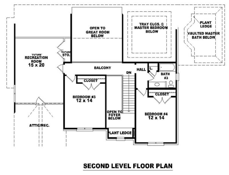 Floor Plan Second Story of French Plan #170-2183