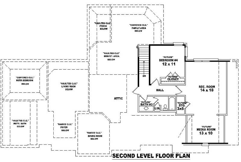 Floor Plan Second Story of French Plan #170-2186